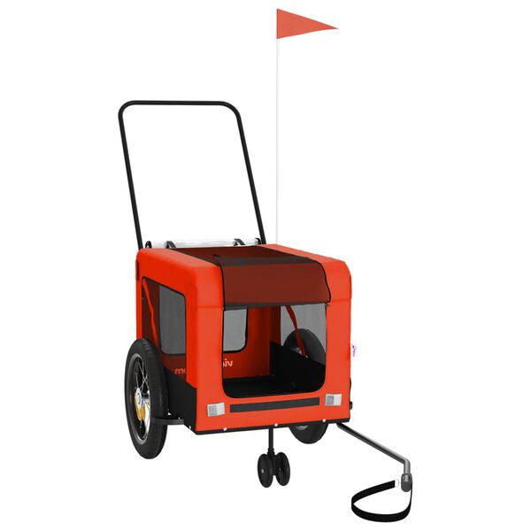 vidaXL lemmiklooma ratta j&auml;relk&auml;ru, oranž ja must, oxford kangas/raud