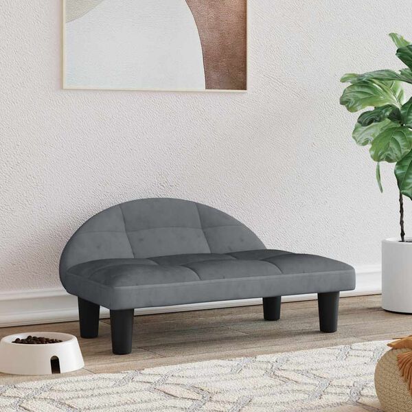 vidaXL koeravoodi, tumehall, 70x52x30 cm, samet