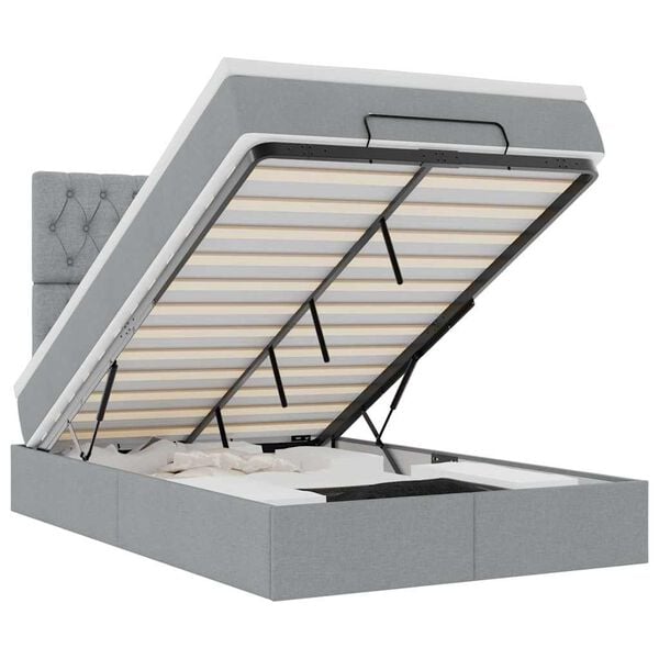 vidaXL Ottomani voodiraam madratsiga, helehall, 120x200cm, kangas