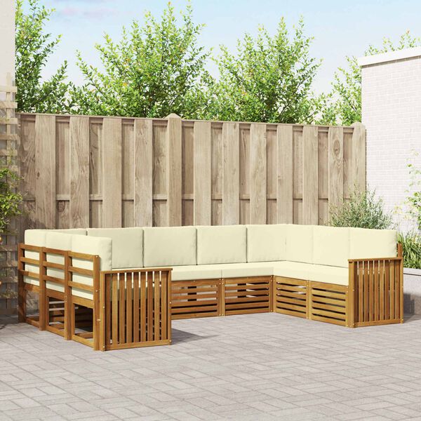 vidaXL Diivanikomplektid 9 pcs Looduslik ja kreem Tugev akatsiapuu