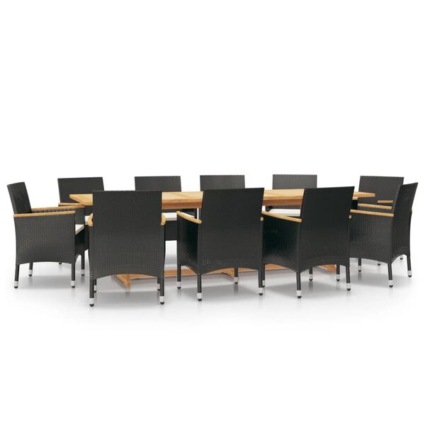 vidaXL 11-osaline aiam&ouml;&ouml;blikomplekt istmepatjadega, must