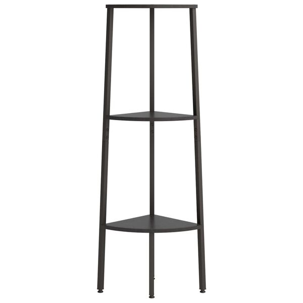 vidaXL 3 riiuliga nurgariiul, must, 45,5 x 31,5 x 120 cm