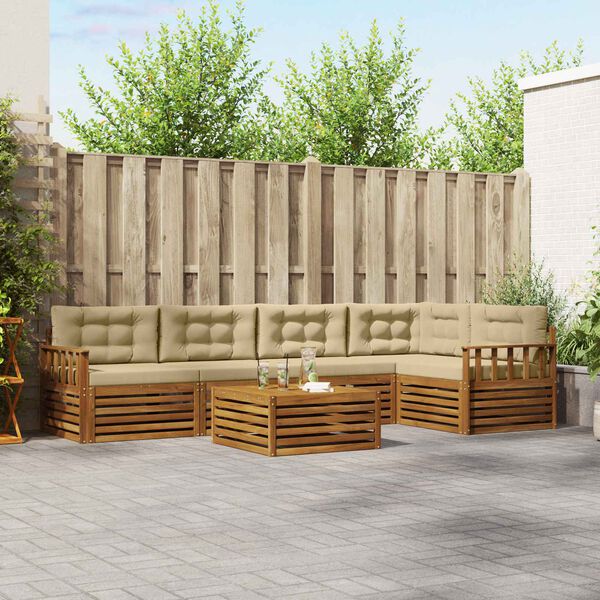 vidaXL V&auml;li diivanikomplekt padjaga 6 pcs Looduslik ja beež