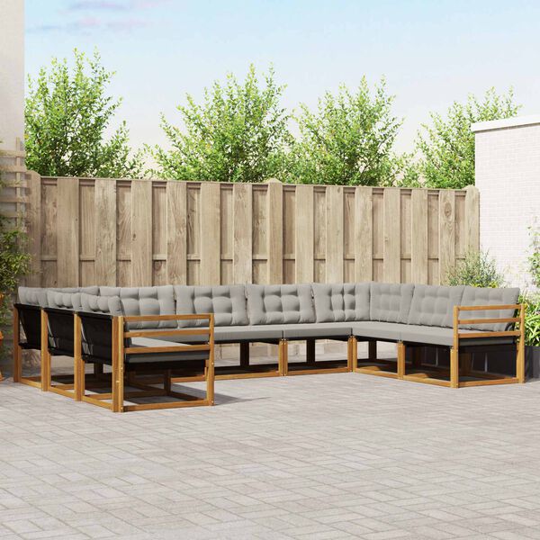 vidaXL V&auml;li diivanikomplekt padjaga 9 pcs Looduslik ja Hele Hall