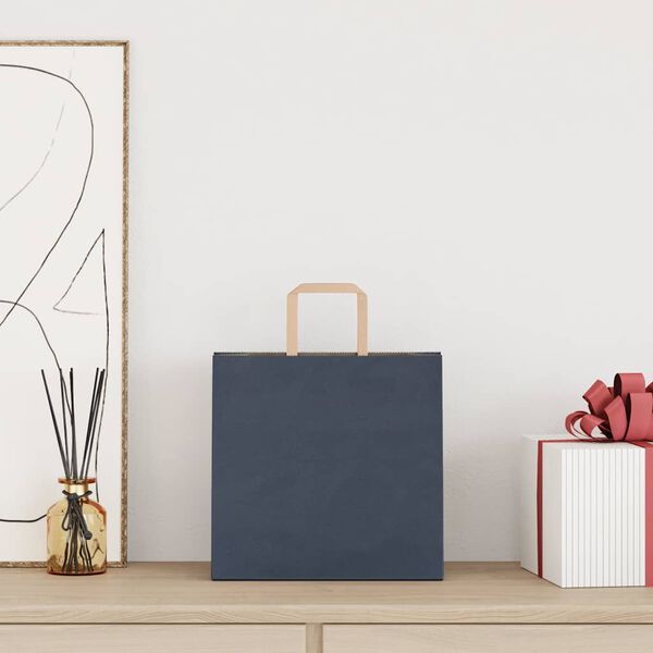 vidaXL paberkotid, 50 tk, k&auml;epidemetega, sinine, 26x17x25 cm