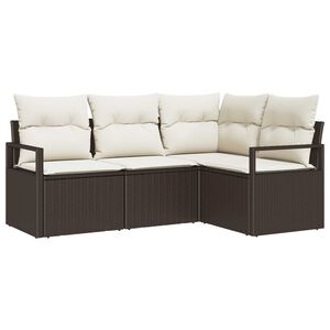 vidaXL Diivanikomplekt padjaga 4 pcs Pruun ja kreem pol&uuml;rotang