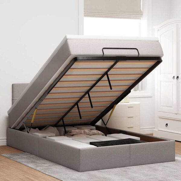 vidaXL ottomani voodi madratsiga, pruunikashall, 120x200 cm, kangas