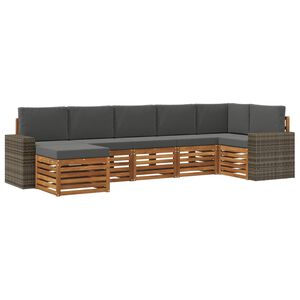 vidaXL Nurgadiivanikomplekt padjaga 7 pcs Looduslik ja antriit