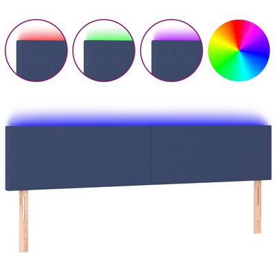 vidaXL LED-voodipeats, sinine, 200x5x78/88 cm, kangas