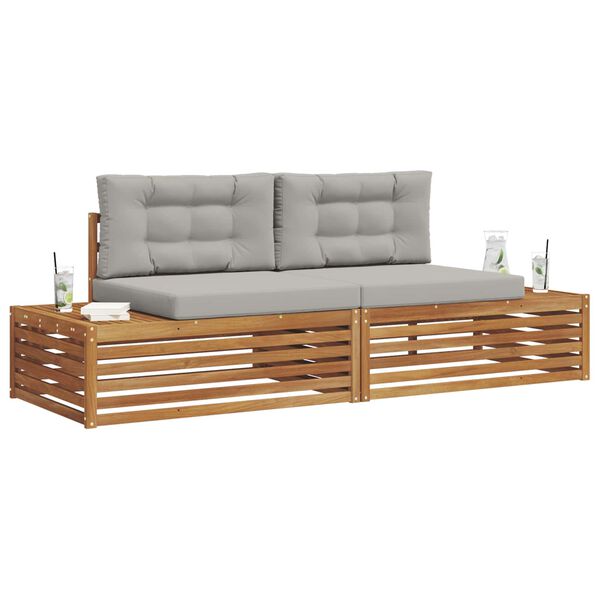 vidaXL V&auml;li diivanikomplekt padjaga 2 T&uuml;kk Looduslik ja Hele Hall