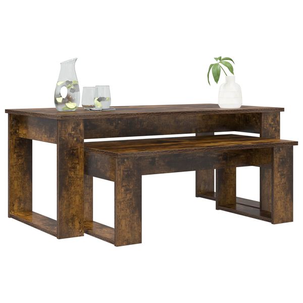 vidaXL Kohvilauda komplekt 2 pcs Suitsetatud tamm Tehispuit