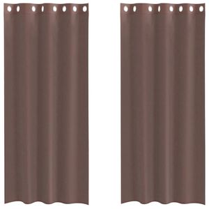 vidaXL Voile kardinad r&otilde;ngastega 2 tk Pruun 140x225 cm