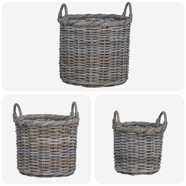 vidaXL Istutuskorv ladustamisega 3 pcs Kubu Hall Kubu rattan