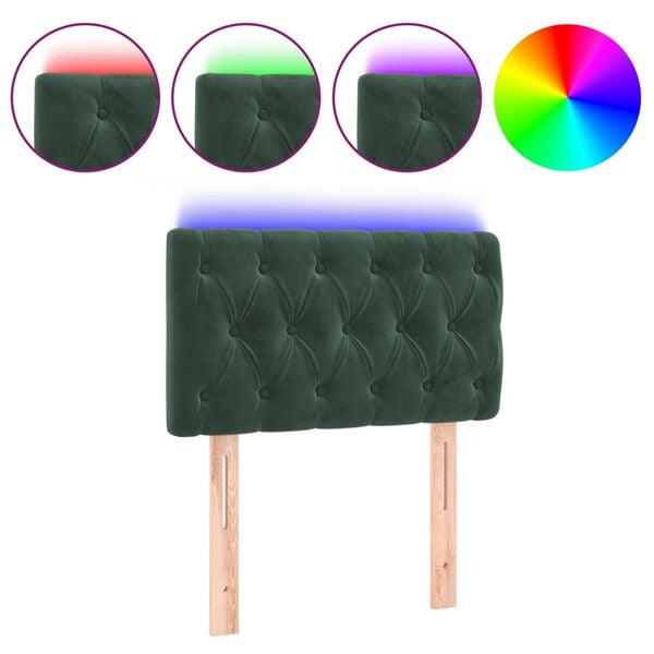 vidaXL LED-voodipeats, tumeroheline, 80x7x78/88 cm, samet