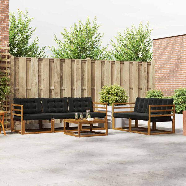 vidaXL V&auml;li diivanikomplekt padjaga 6 pcs Looduslik ja must