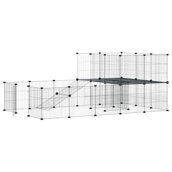 vidaXL 36 paneeliga lemmiklooma aedik uksega, must, 35 x 35 cm, teras