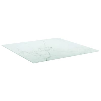 vidaXL lauaplaat, valge 70 x 70 cm, 6 mm, karastatud klaas, marmordisain