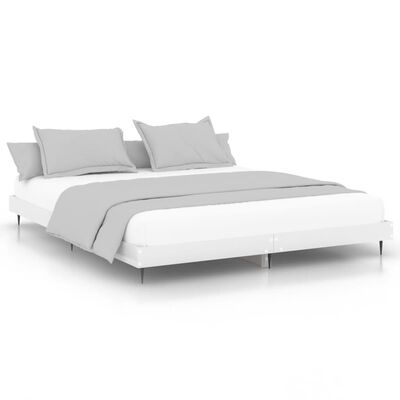 vidaXL voodiraam, kõrgläikega valge, 160 x 200 cm, tehispuit