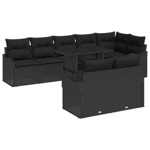 vidaXL Aia Diivanikomplekt padjaga padjaga 9 pcs Must Pol&uuml; Rattan
