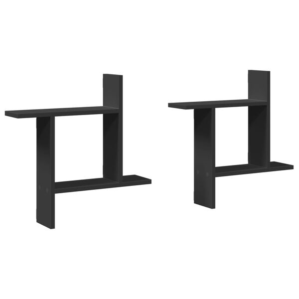 vidaXL seinariiulid 2 tk, must, 50x12x50 cm, tehispuit