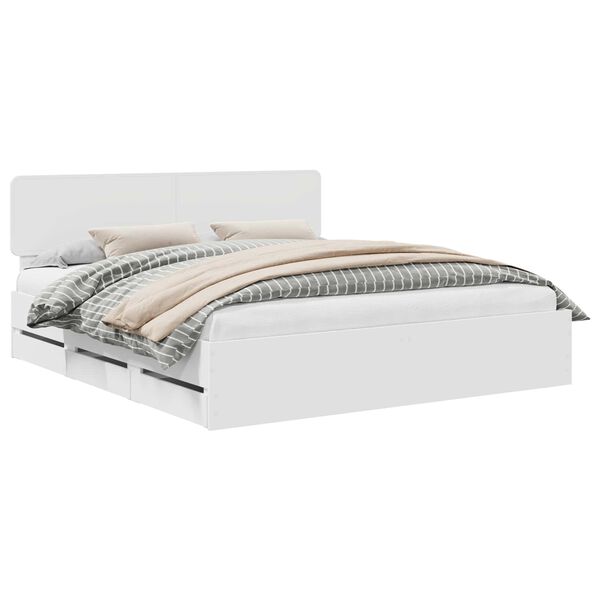 vidaXL Voodi raam sahtliga peaga Valge 200 x 200 cm Inseneripuit