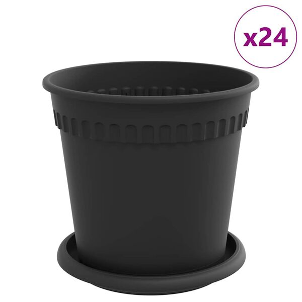 vidaXL Taimepotid 24 pcs Must &Oslash; 17 x 14 cm Plastmass