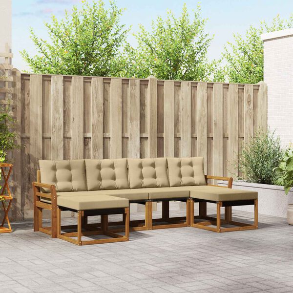 vidaXL V&auml;li diivanikomplekt padjaga 6 pcs Looduslik ja beež