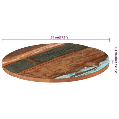 vidaXL ümmargune lauaplaat 70 cm 25–27 mm toekas taaskasutatud puit