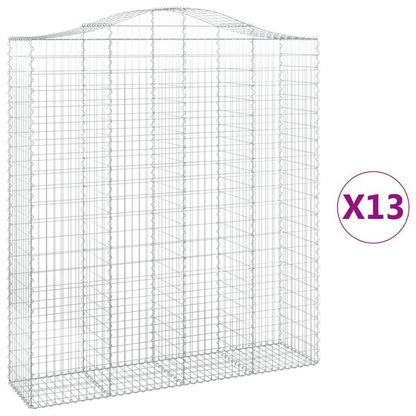 vidaXL kaarekujulised gabioonkorvid 13 tk, 200x50x220/240 cm, raud