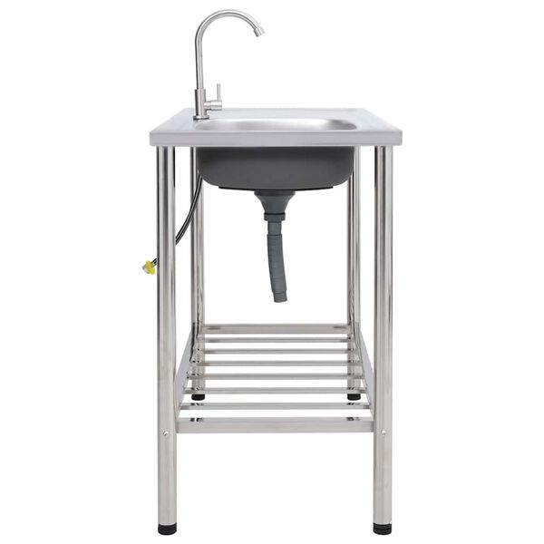 vidaXL matkavalamu &uuml;he kraanikausiga, kraaniga, roostevaba teras