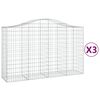 vidaXL kaarekujulised gabioonkorvid 3 tk, 200x50x120/140 cm, raud