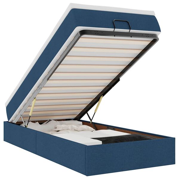 vidaXL Ottomani voodiraam madratsiga, sinise, 100x200cm, kangas