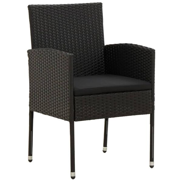 vidaXL 7-osaline aiamööblikomplekt, polürotang, must