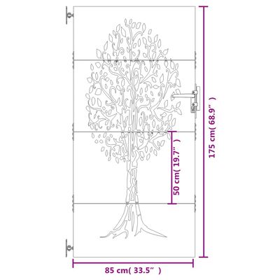 vidaXL aiavärav, 85 x 175 cm, Corteni teras, puu kujundus