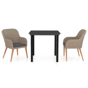 vidaXL 3-osaline aiam&ouml;&ouml;bli komplekt istmepatjadega, pruun