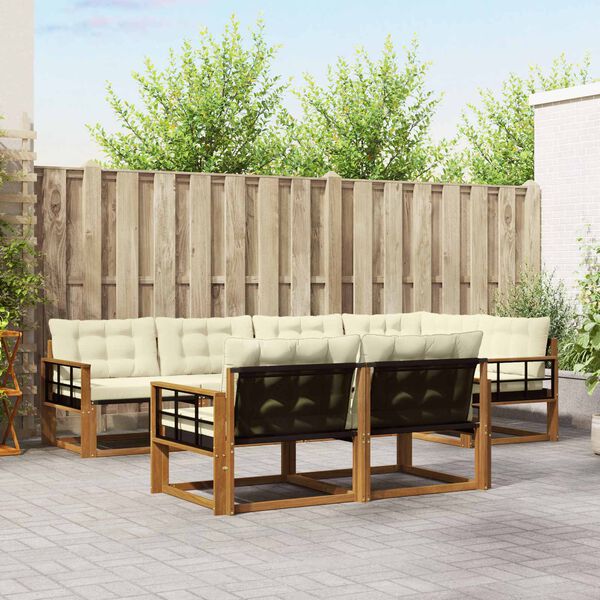 vidaXL V&auml;li diivanikomplekt padjaga 7 pcs Looduslik ja kreem