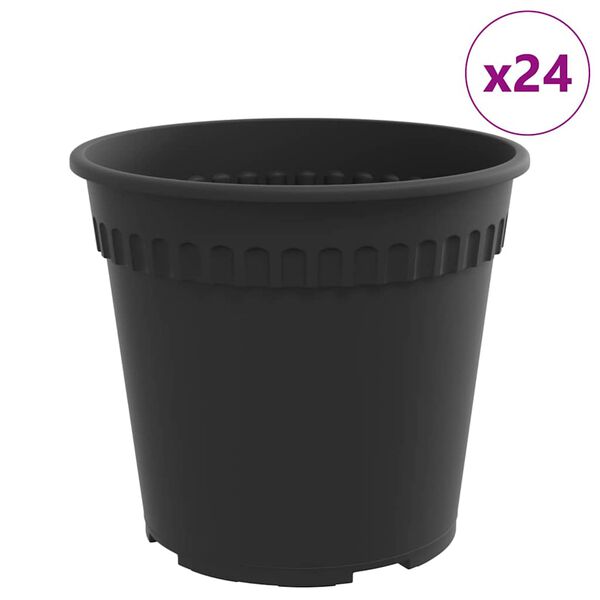 vidaXL &Uuml;mmargune lillepott 24 pcs Must &Oslash; 19 x 16 cm Plastmass