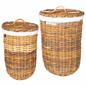 vidaXL Pesukorv kaanega 2 pcs Looduslik pruun Kubu rattan