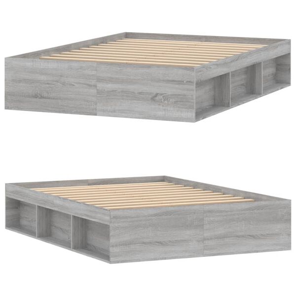 vidaXL voodiraam, hall Sonoma tamm, 135 x 190 cm