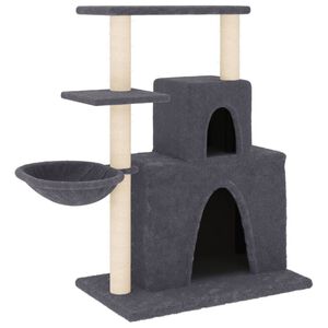 vidaXL kassimaja sisalk&ouml;itega kraapimispuudega, tumehall, 83 cm