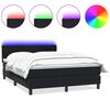 vidaXL kontinentaalvoodi madrats ja LED, must, 140x210 cm, samet