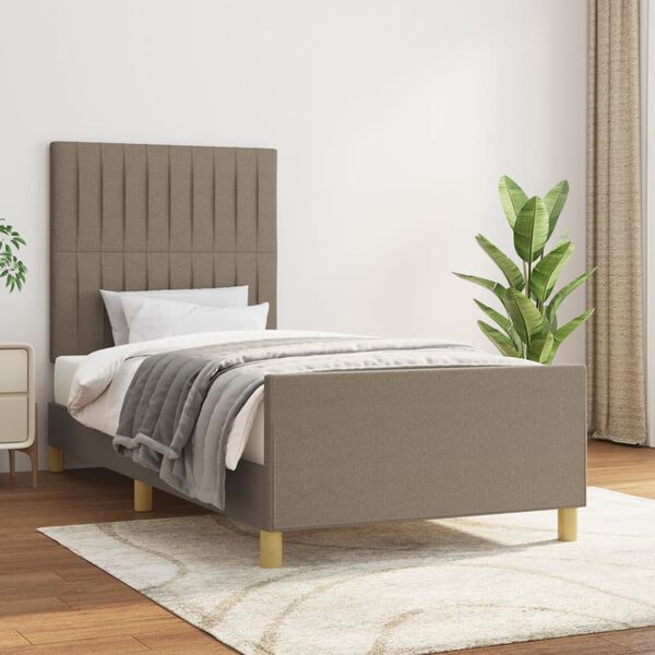 vidaXL Voodiraam ilma Madratsita Taupe 100x200 cm kangas
