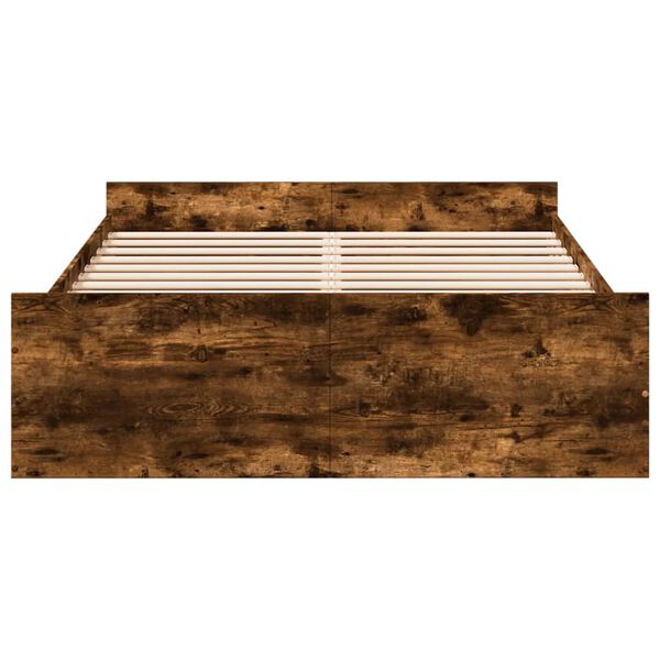 vidaXL voodiraam sahtlitega, suitsutatud tamm, 140x190 cm, tehispuit