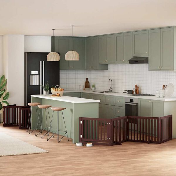 vidaXL kokkupandav koerav&auml;rav uksega, 12 paneeli, pruun 960 cm, pappel