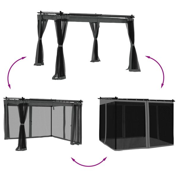 vidaXL v&otilde;rkseintega paviljon, antratsiithall, 3x3 m, teras