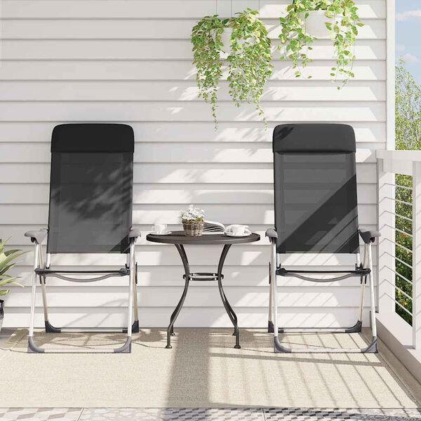 vidaXL kokkupandavad matkatoolid 2 tk, must, alumiinium