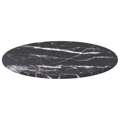 vidaXL lauaplaat, must Ø30x0,8 cm, karastatud klaas marmordisain