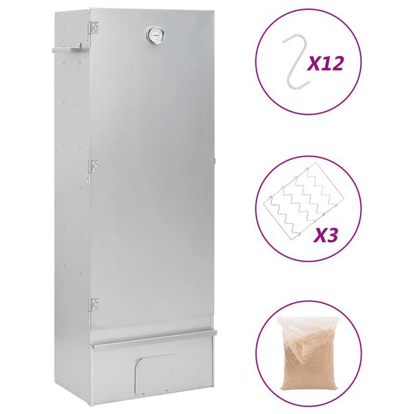 vidaXL BBQ suitsuahi puulaastudega, 44,5x29x110 cm, tsingitud teras