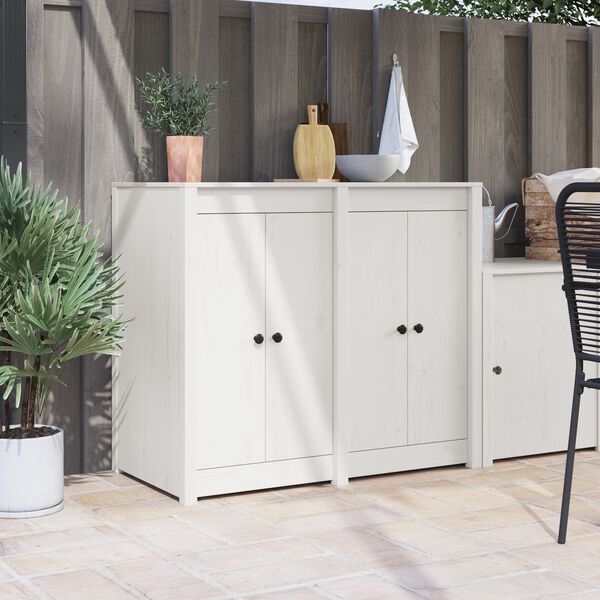 vidaXL K&ouml;&ouml;k uks MEPPEL 2 pcs Valge 50 x 9 x 82 cm M&auml;nnipuit