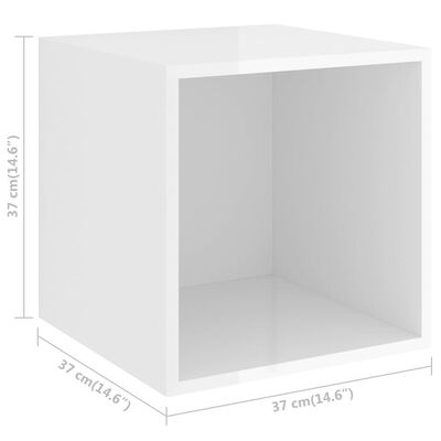 vidaXL seinakapp, 2 tk, kõrgläikega valge, 37x 37x37 cm puitlaastplaat